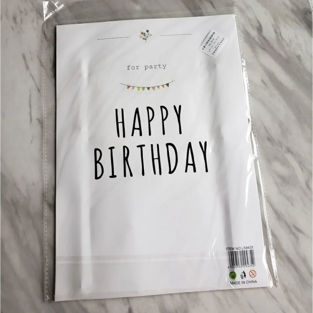 Happy Birthday Black Gold Large Cake Topper Banner NWT